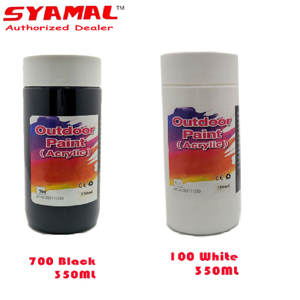 Syamal Outdoor Acrylic Colour Paint Black & White 350ML Best Painting