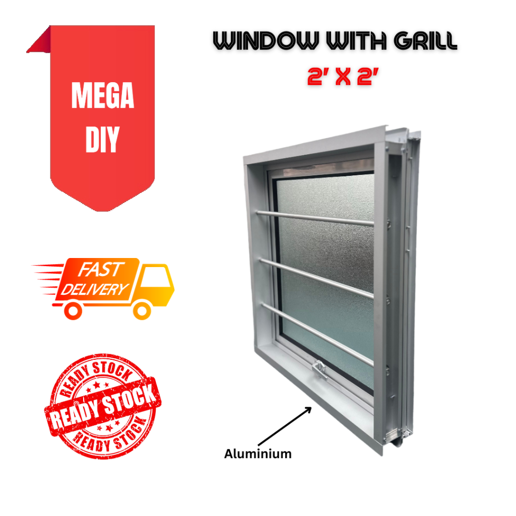 Aluminium Full Set Casement Window With Window Grill Top Hung Window