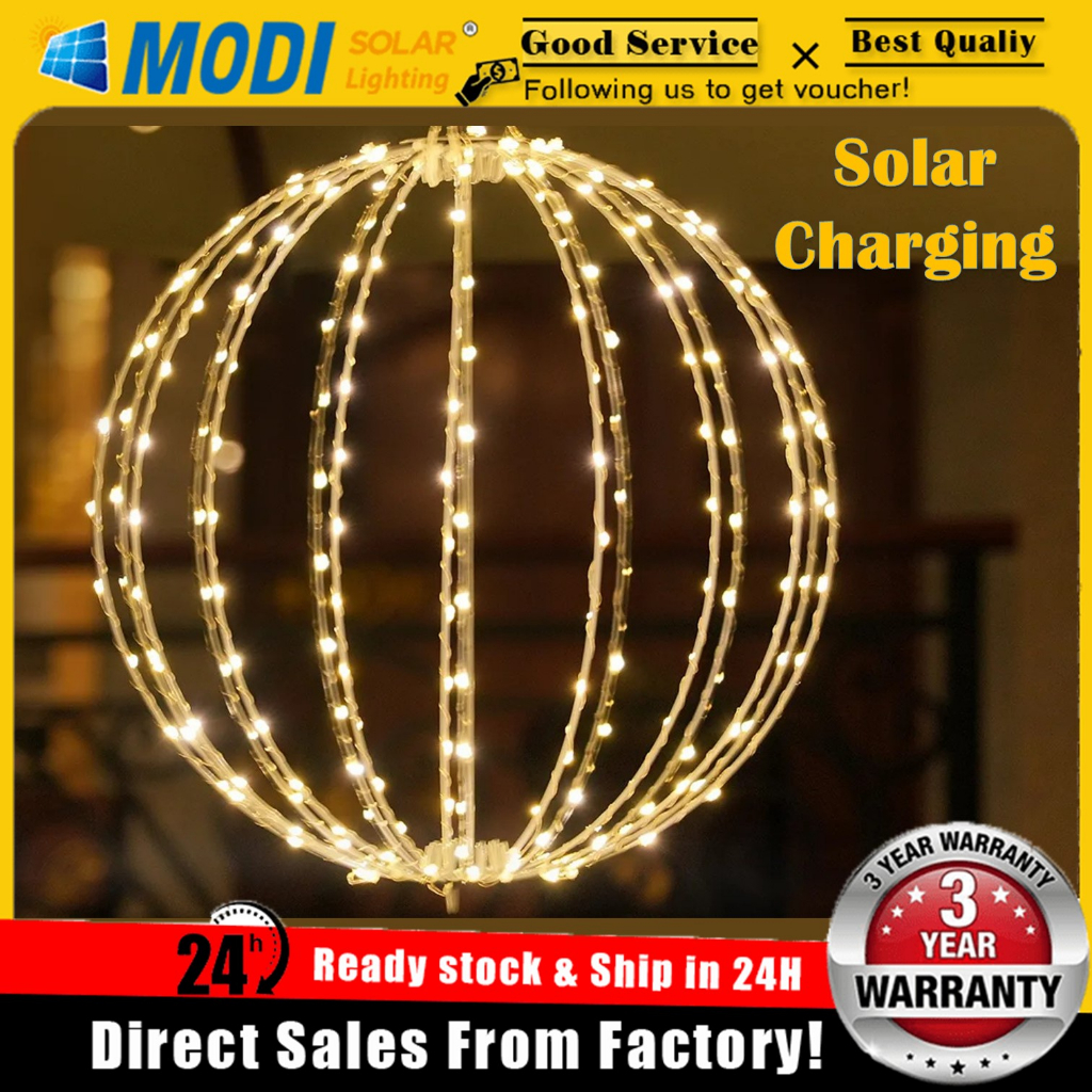 MODI Outdoor Sphere Solar Light 208 LED Lights Waterproof 8 modes 40cm ...