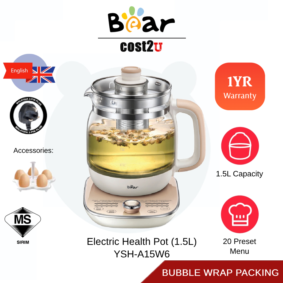 [𝙈𝙖𝙡𝙖𝙮𝙨𝙞𝙖 𝙎𝙚𝙩] Bear Electric Glass Kettle Health Pot 1.5L 養生壺 20