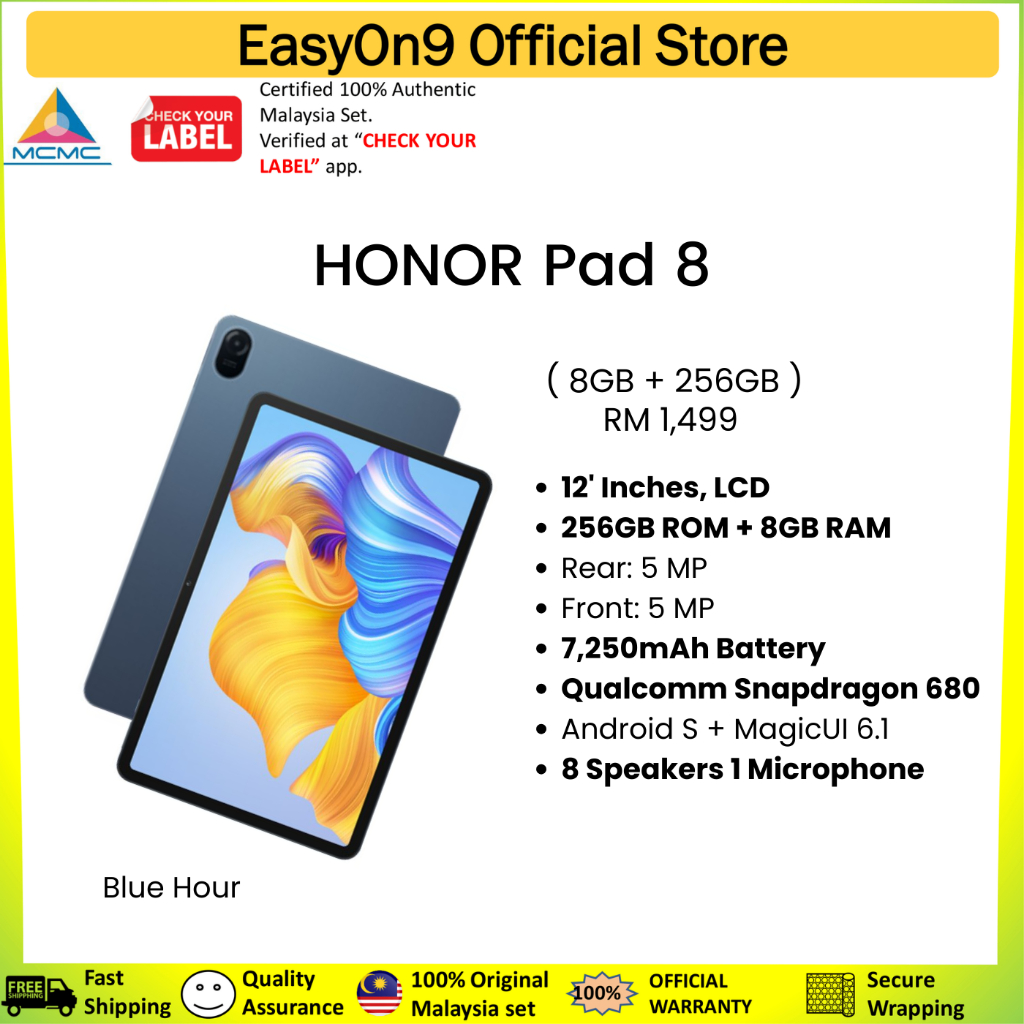 HONOR Pad 8 (256GB + 8GB RAM) Original HONOR MALAYSIA