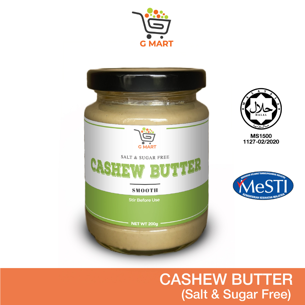 G Mart Smooth Cashew Butter Salt & Sugar Free Halal 200g Expiry