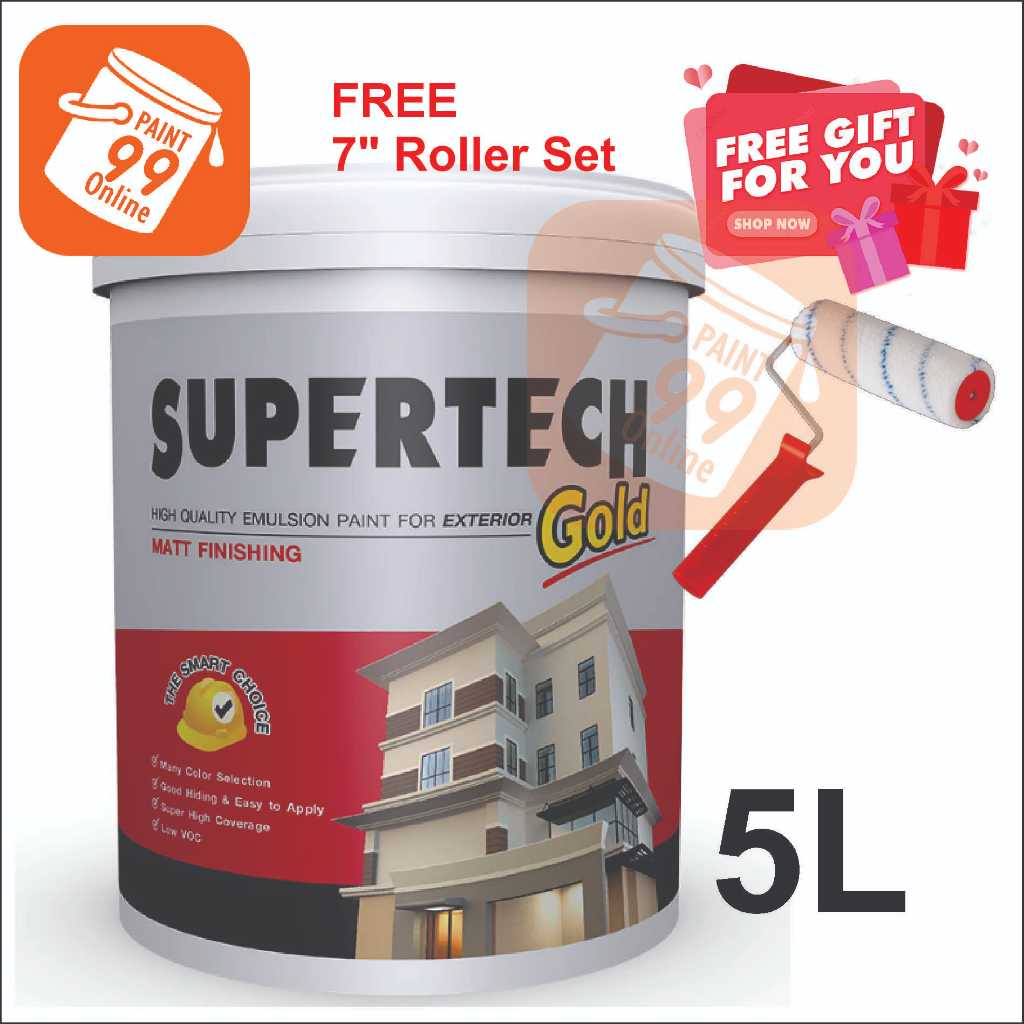 5L ( 5 LITER ) EXTERIOR PAINT SUPERTECH GOLD HIGH QUALITY EMULSION ...