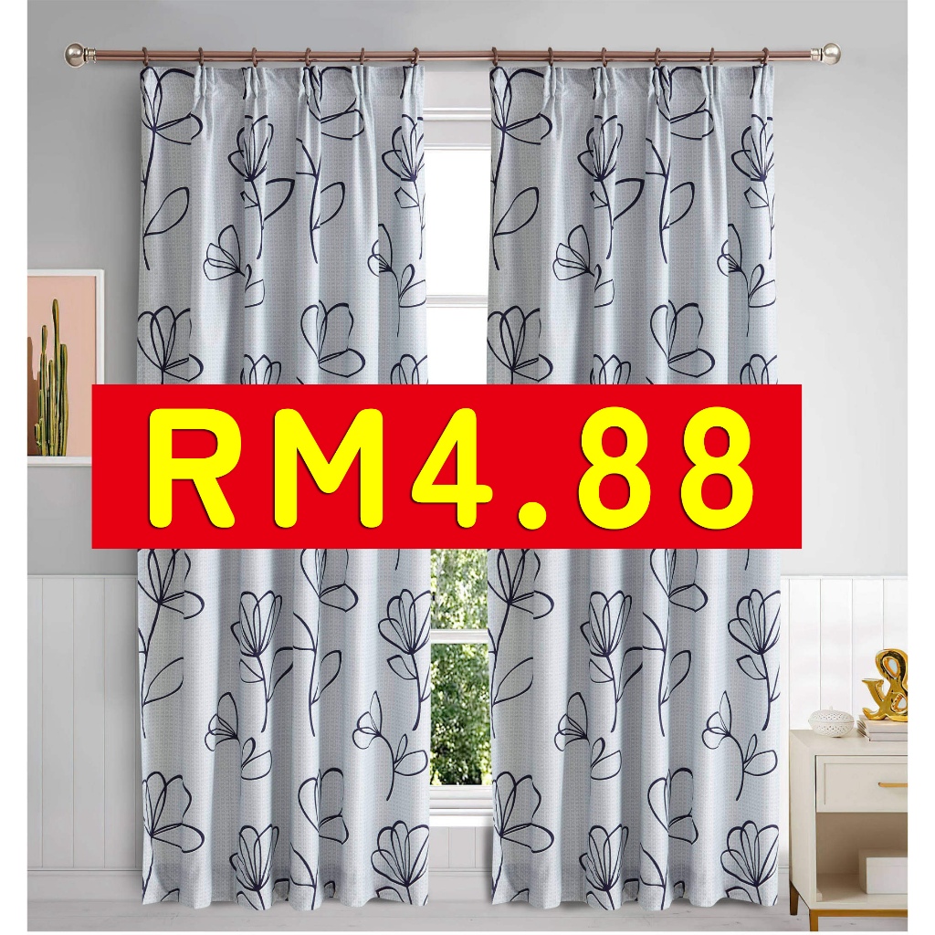 2024 Langsir Tingkap Murah / Hook & Rod 2IN1 Type Modern / Langsir