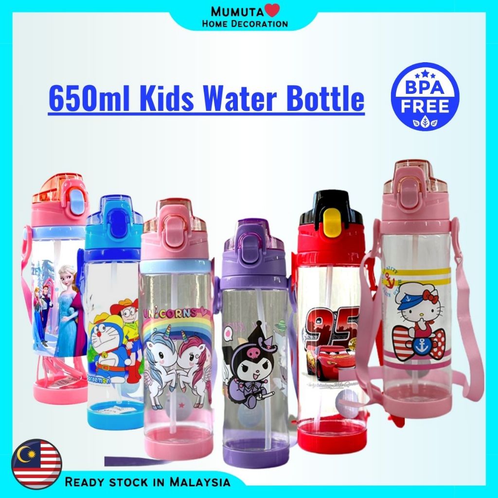 650ml Kid Water Bottle, Cartoon Water Bottle BPA Free Suitable for ...