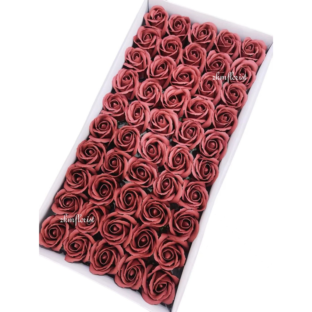(25/50PCS) 3 LAYER Rose Soap Flower With Base Fragrant Scent Bouquet ...