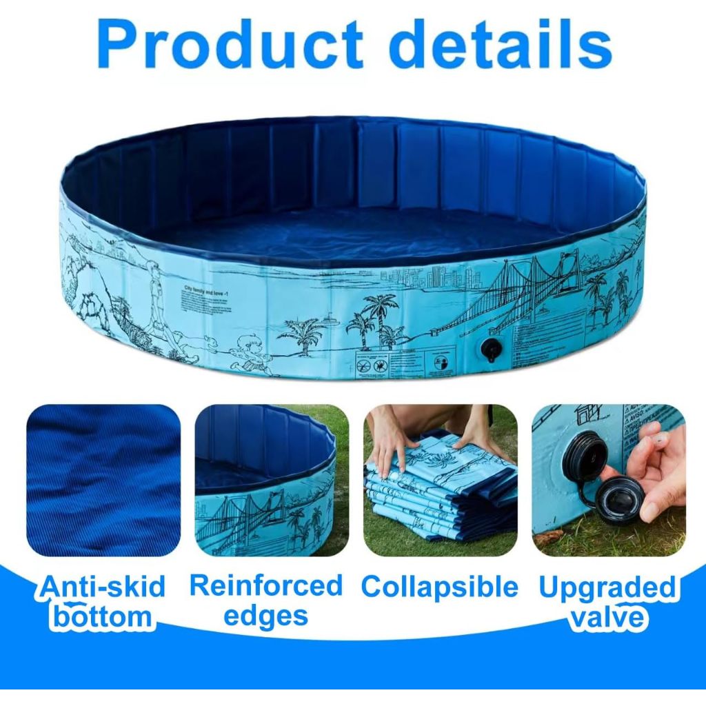 JEASONG Multi Layer PVC Foldable Round Swimming Pool Kiddie Pool Ball ...