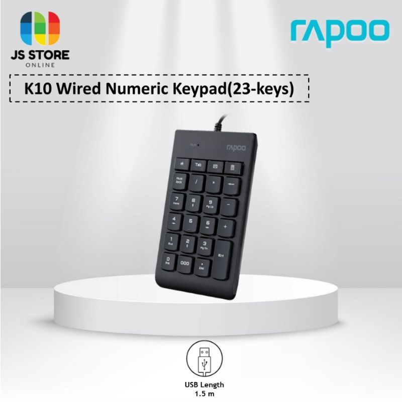 Rapoo K10 23-Keys Compact Wired Numeric Keypad USB Number Pad [READY ...
