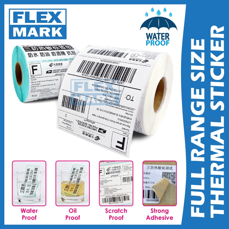 FLEXMARK Synthetic Thermal Sticker Shipping Label Barcode Paper Printer ...