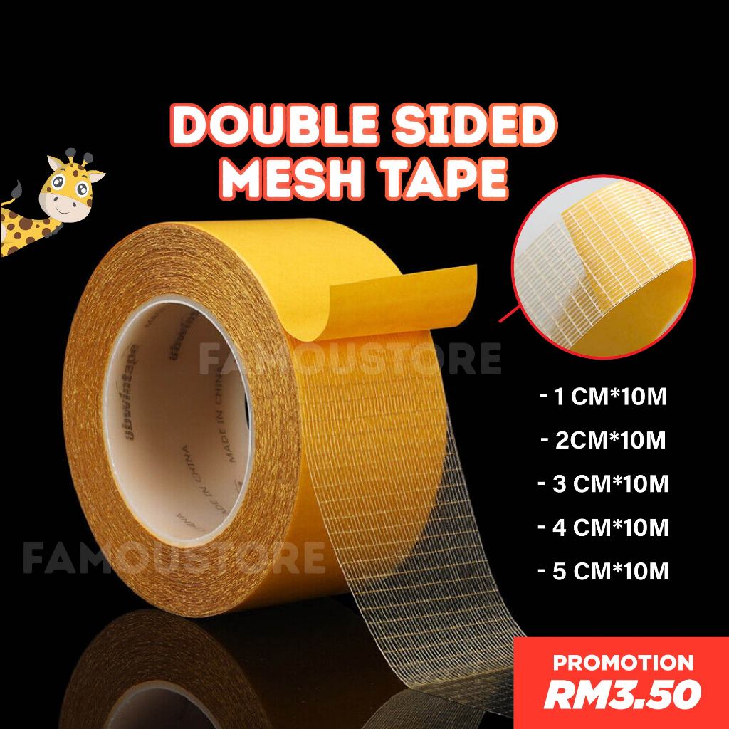 10M Double Sided Tape Super Sticky Netted Cloth Based Transparent