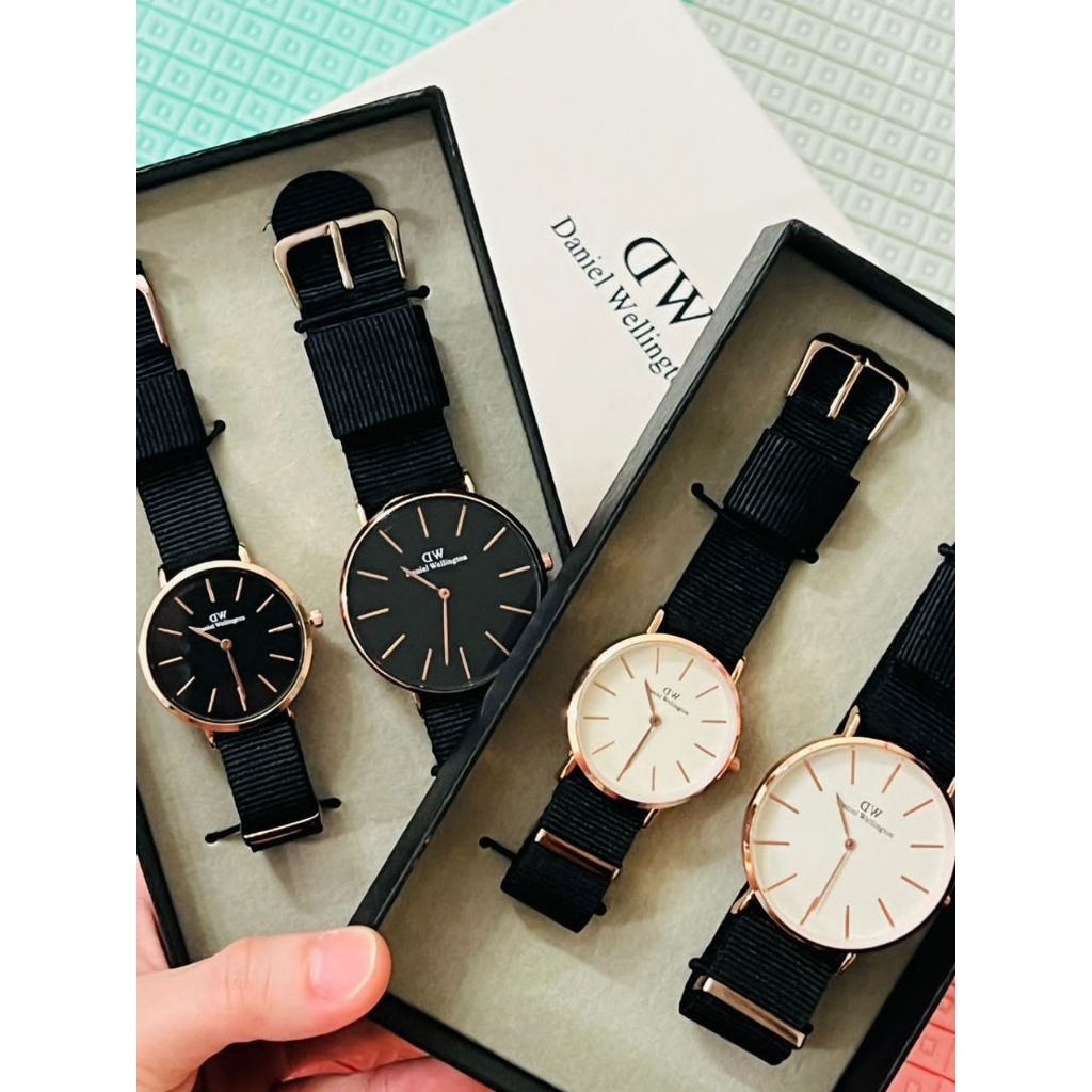 D W WATCH NYLON STRAP ANALOG DESIGN/JAM TALI NYLON TERBARU SEPASANG