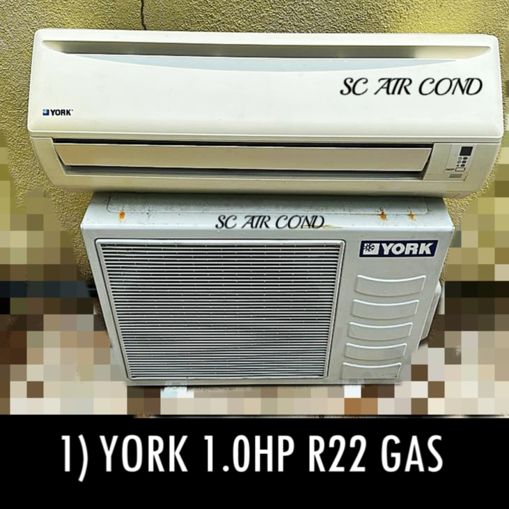 Ready Stock (13 ) YORK 1.0HP Air Cond R22 Full SET Installation