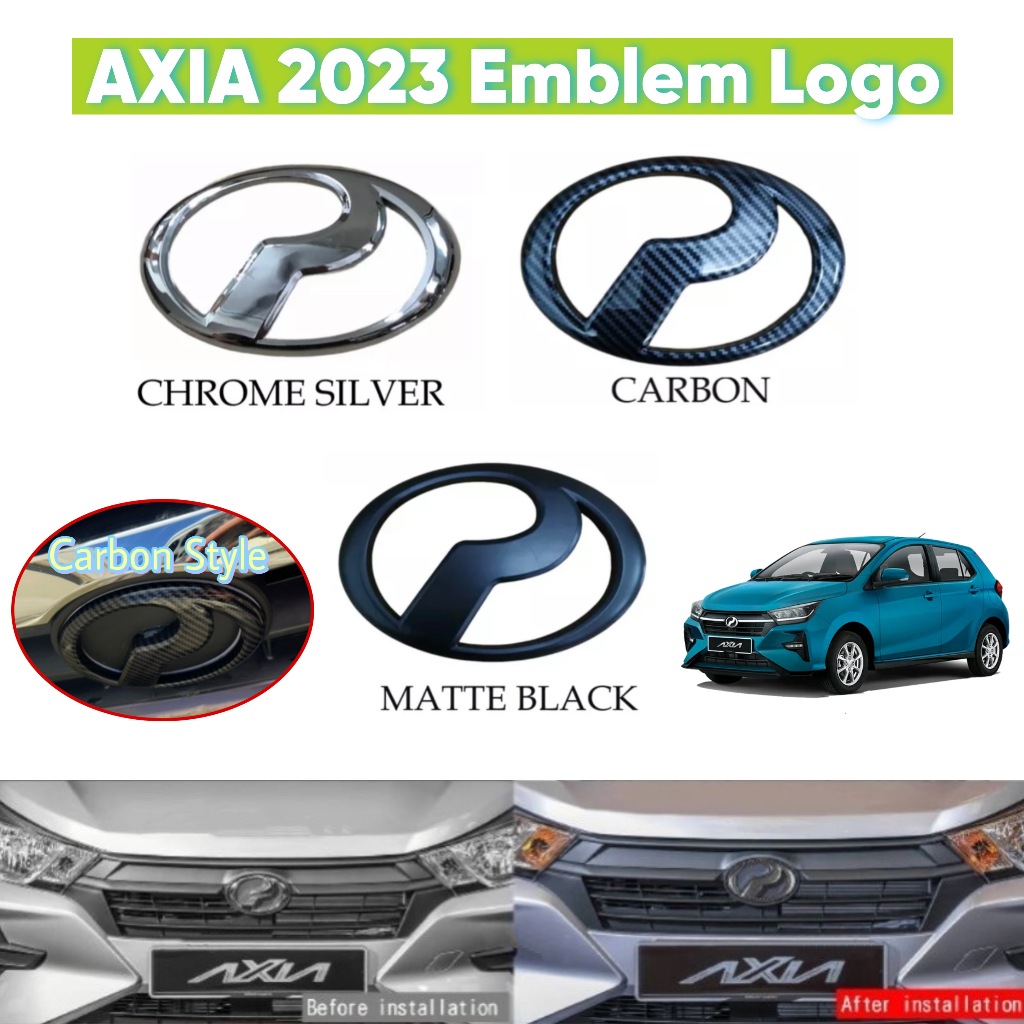 Perodua axia 2023 new car logo emblem frame cover carbon fiber | Shopee ...