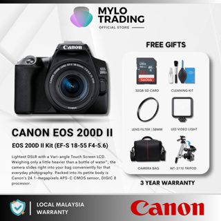 READY STOCK) - Canon EOS 200D Mark II & 200D II Kit 18-55 F4-5.6 IS STM  DSLR Camera - Canon Malaysia 1+2 Years warranty