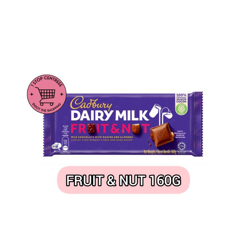 Cadbury Dairy Milk Chocolate Fruit & Nut 160g Shopee Malaysia