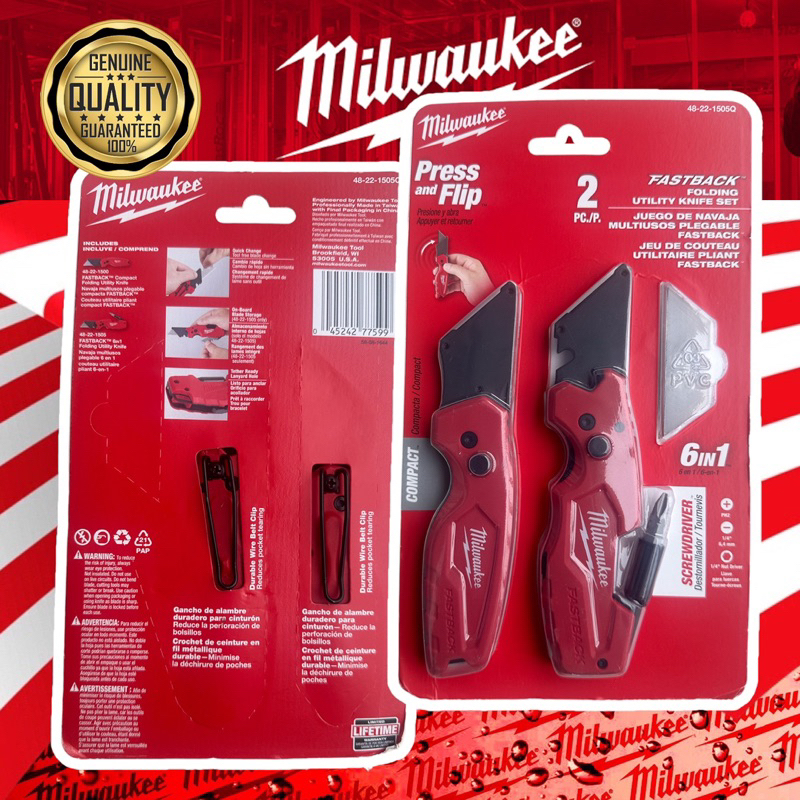 Milwaukee FASTBACK 6In1 Folding Utility Knives and FASTBACK Compact