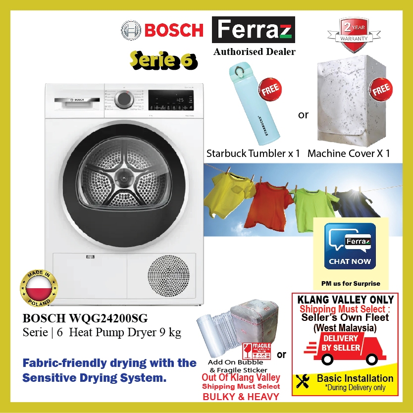 BOSCH WQG24200SG 9KG HEAT PUMP DRYER (NEW 2023) / BOSCH WTH83028SG 8Kg