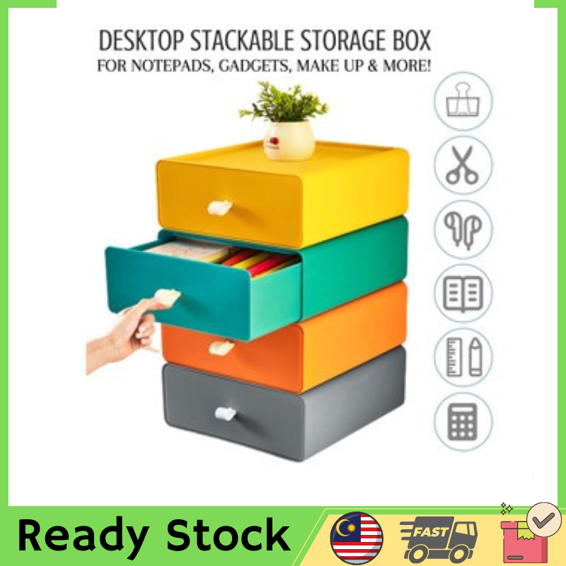 Desktop Drawer Storage Box Multilayer Stackable Student Table Office ...