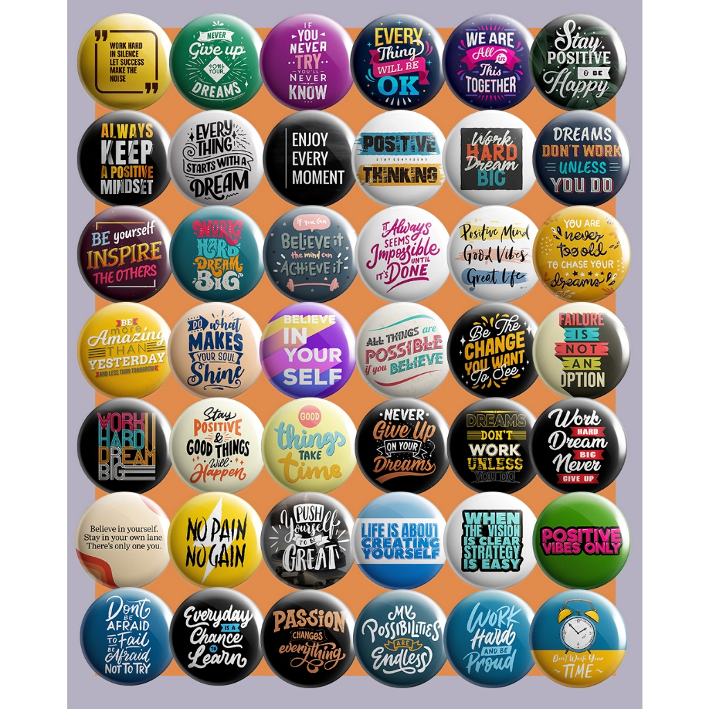 Button Badge Positive Motivation {No Minimum Order} Kata Kata Semangat ...