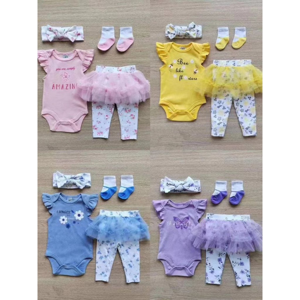 4IN1 SET BABY GIRL SET TUTUPANT+HEADBAND+SOCK+ROMPER Shopee Malaysia