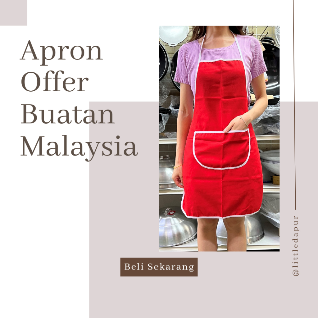 Apron Made In Malaysia (Ready Stock) White Line One Pocket | Shopee ...