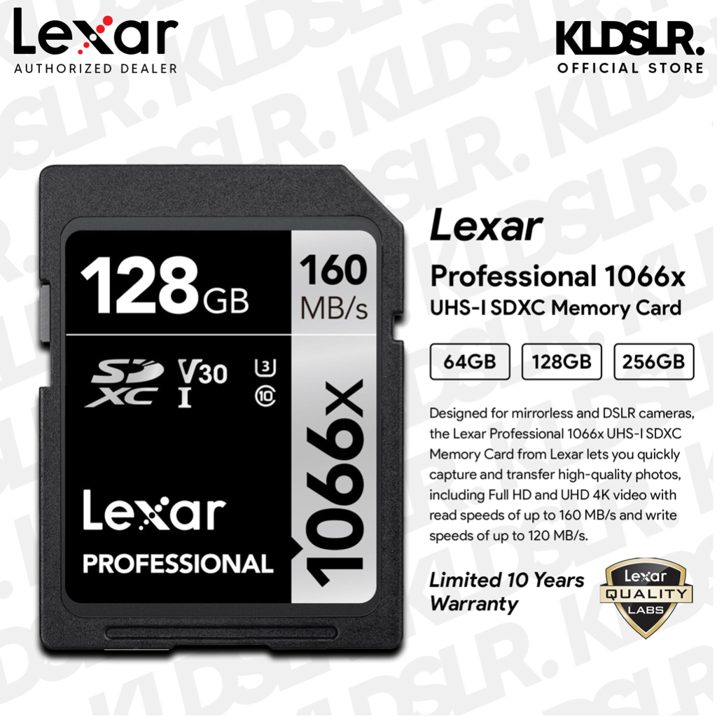 Lexar Professional 1066x 32GB/ 64GB/ 128GB SDXC UHS-I Memory Card (10 ...