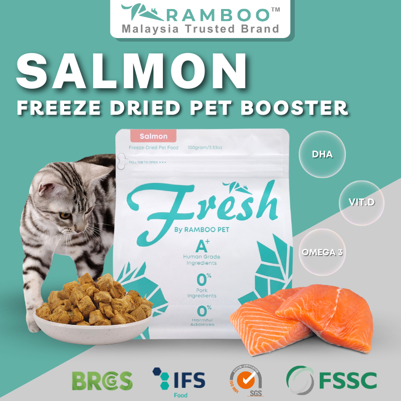 RAMBOO Salmon Cube Premium Freeze-Dried Pet Food / Pet Booster for Cats ...