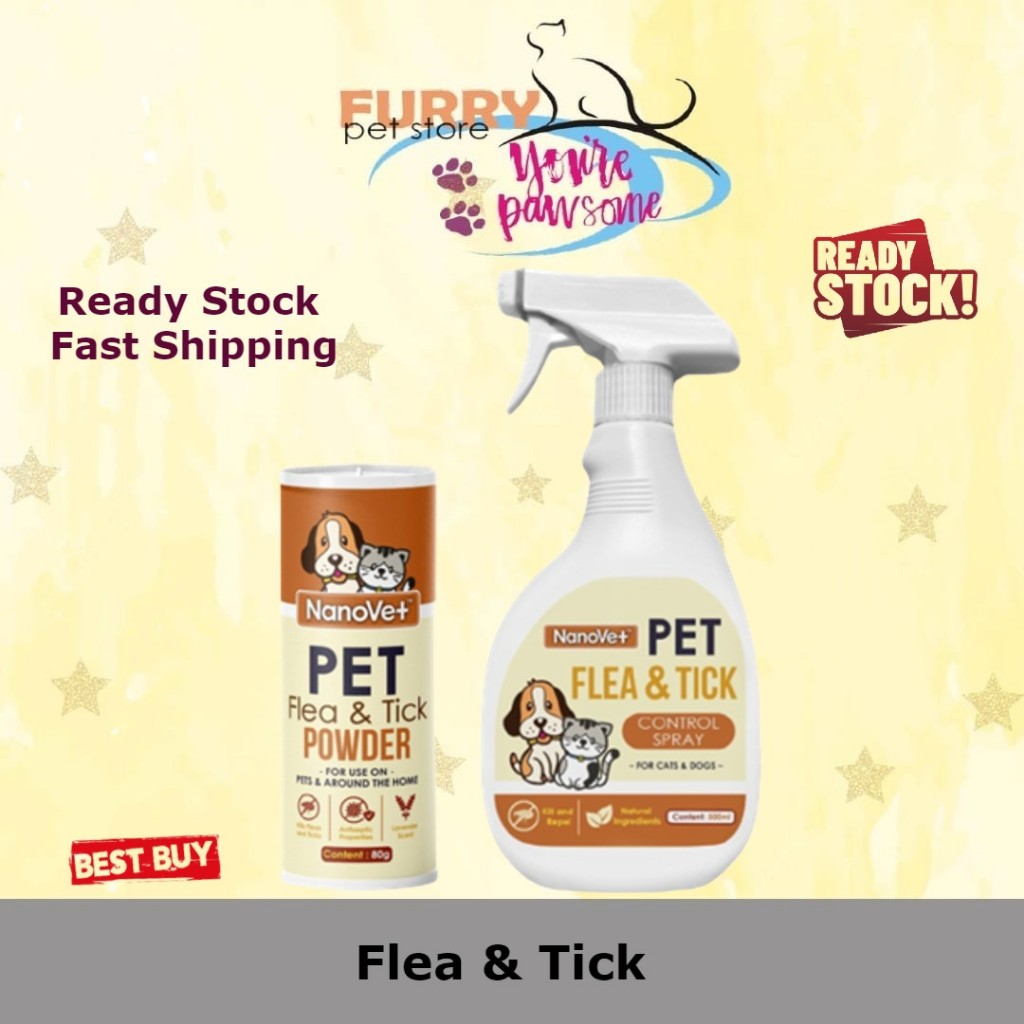 Nanovet ' Pet Flea and Tick Control Spray /powder ' for Cat and Dog ...