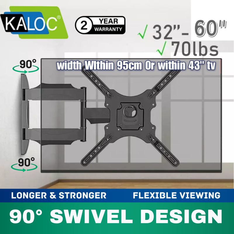 Kaloc X4 32" 60" Full Motion 90 Degree Swivel Tilted Wall Mount TV