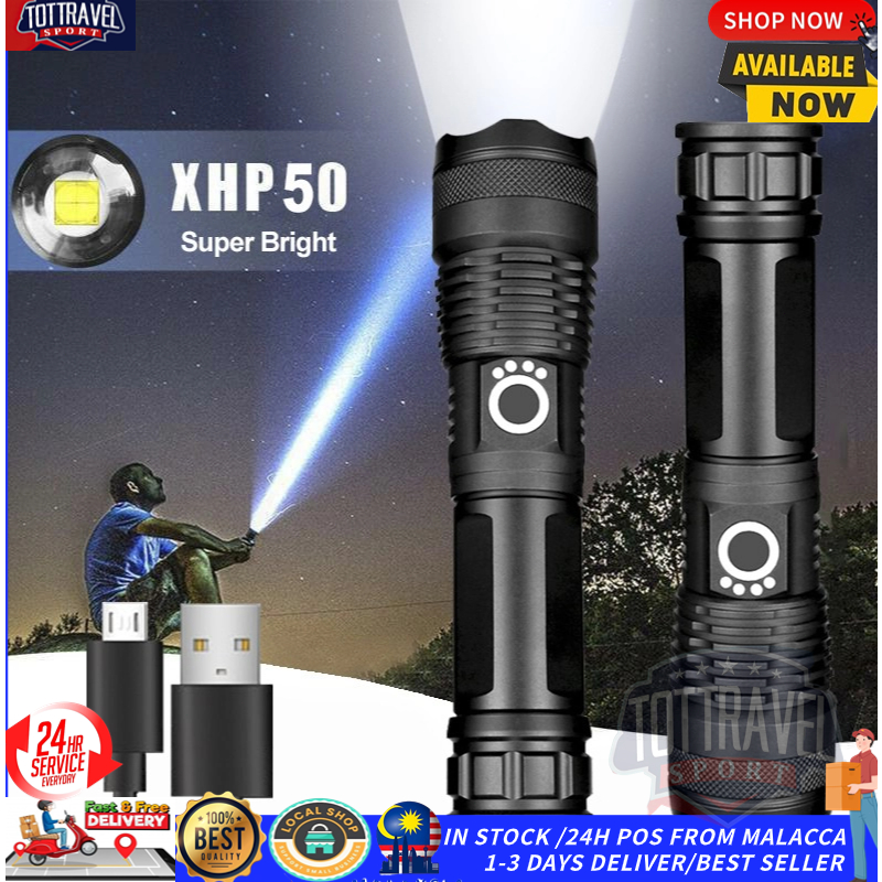 Torcia LED Ricaricabile XHP50 Garberiel &ndash; Zoom, Super Luminosa, IP65, Batteria Inclusa