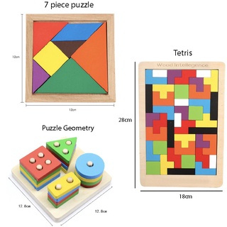 Wooden Puzzle Wooden TETRIS Puzzle Kids Brain Tangram Board Game Tetris ...