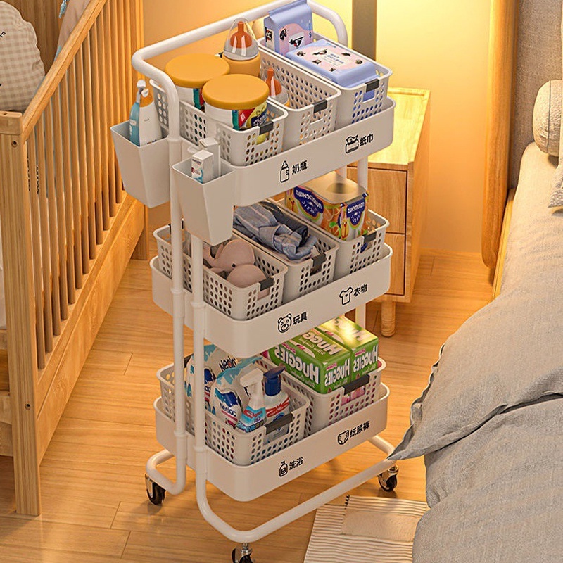 Metal 4 Tier Trolley Rack Trolley Cart Organizer 3Tier Utility Cart