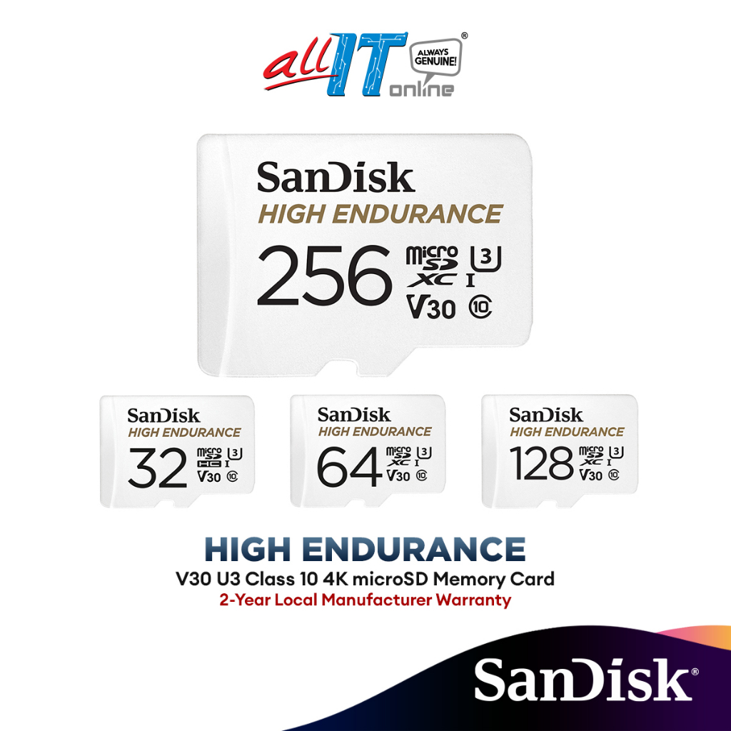 SanDisk 128GB High Endurance Video MicroSDXC Card with Adapter for Dash Cam  and Home Monitoring systems - C10, U3, V30, 4K UHD, Micro SD Card 