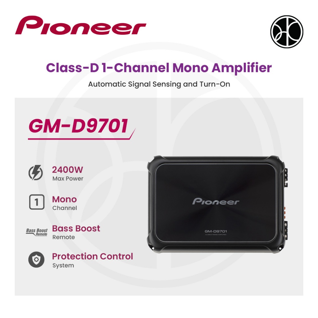 Pioneer GMD9701 ClassD 1Channel Mono Amplifier with Bass Boost