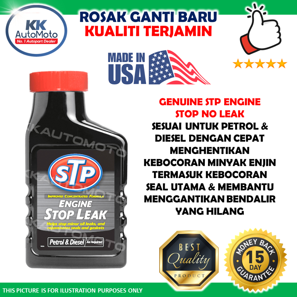 1 Botol 300mL Original STP Made USA Engine Oil Stop Leak Repair Fix