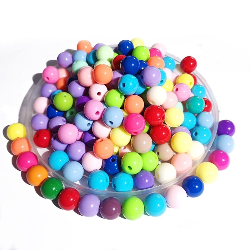 100pcs 6mm Solid color Acrylic beads round beads straight hole diy ...