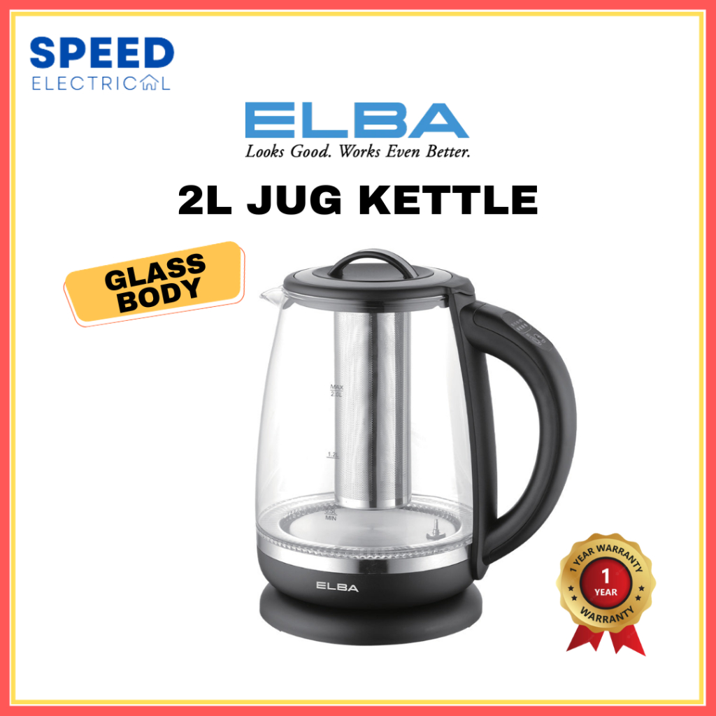 Elba 2L Glass Electric Jug Kettle EJKJ2024DG(BK) Shopee Malaysia