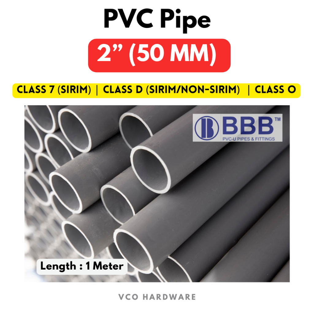 2 X 1 Meter 50 MM PVC Pipe Grey Pipe Paip Kelabu Paip Air Shopee Malaysia