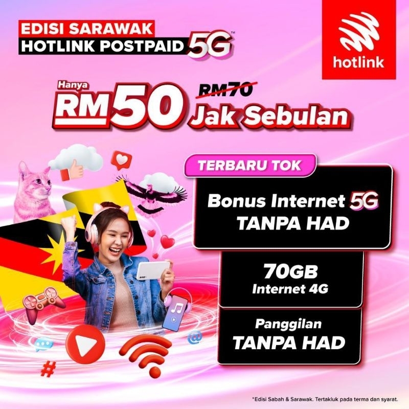 Plan Only Hotlink Postpaid 5g Unlimited 5g Data 70gb 4g Data