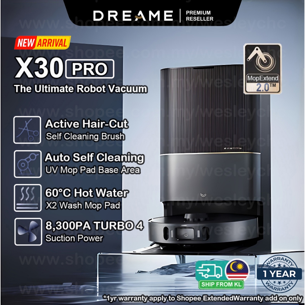 Dreame X30 Pro Robot Vacuum Hair Cutter Brush UV Self Cleaning Base