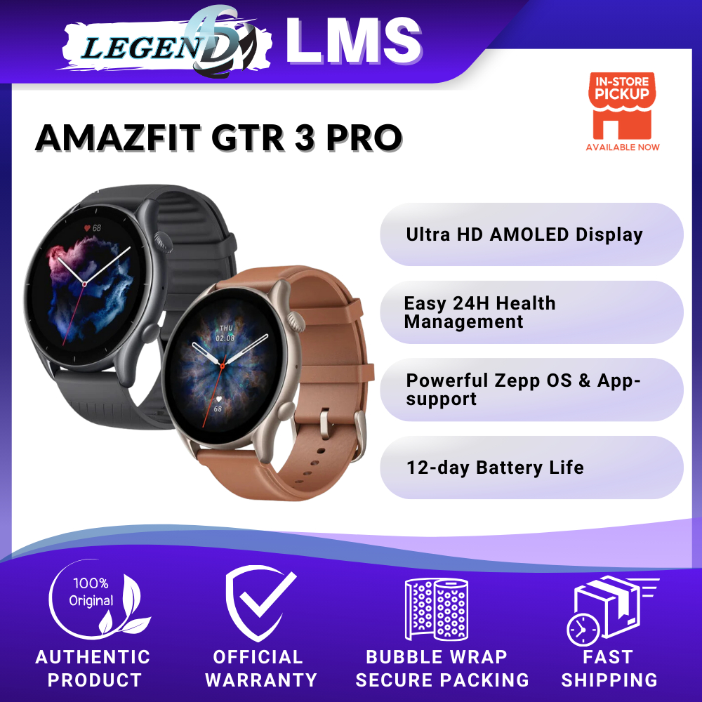 Amazfit GTR 3 Pro Smartwatch - Original 1 Year Warranty By Amazfit Malaysia