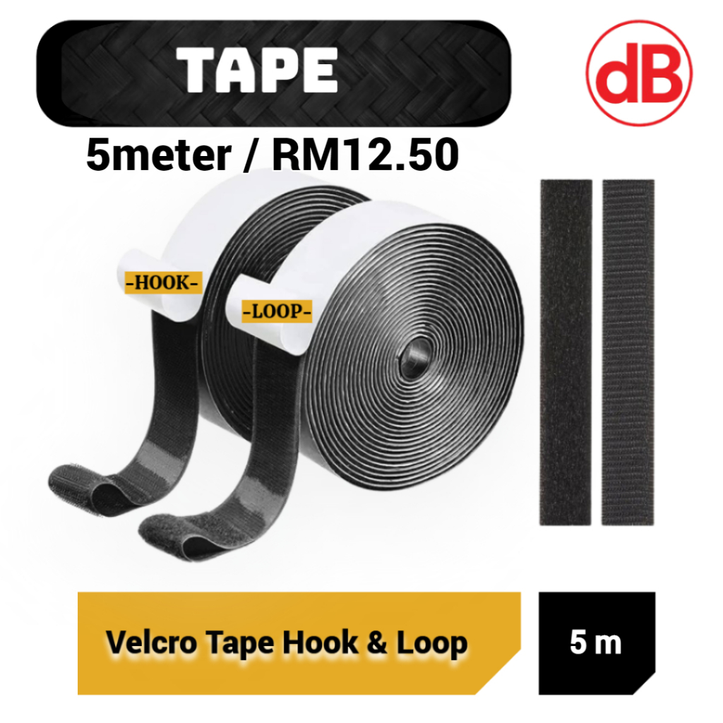 (5 meter) Self Adhesive Glue Velcro Tape Hook & Loop Magic (Width=25mm