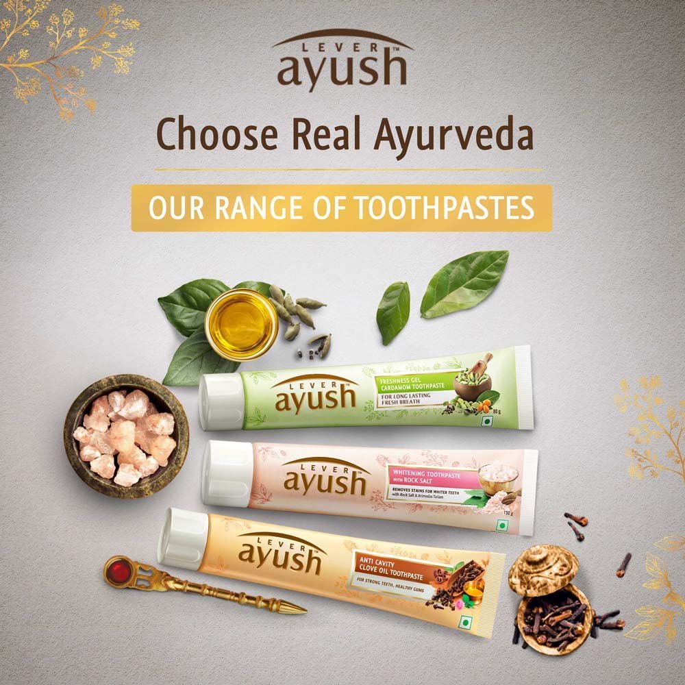LEVER AYUSH AYURVEDIC TOOTHPASTE [80G/150G] CARDAMOM/ROCKSALT/CLOVEOIL