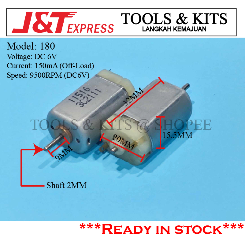 Mini DC Motor 180 with Plastic Cover DC 6V 0.15A 9500RPM High Speed for ...