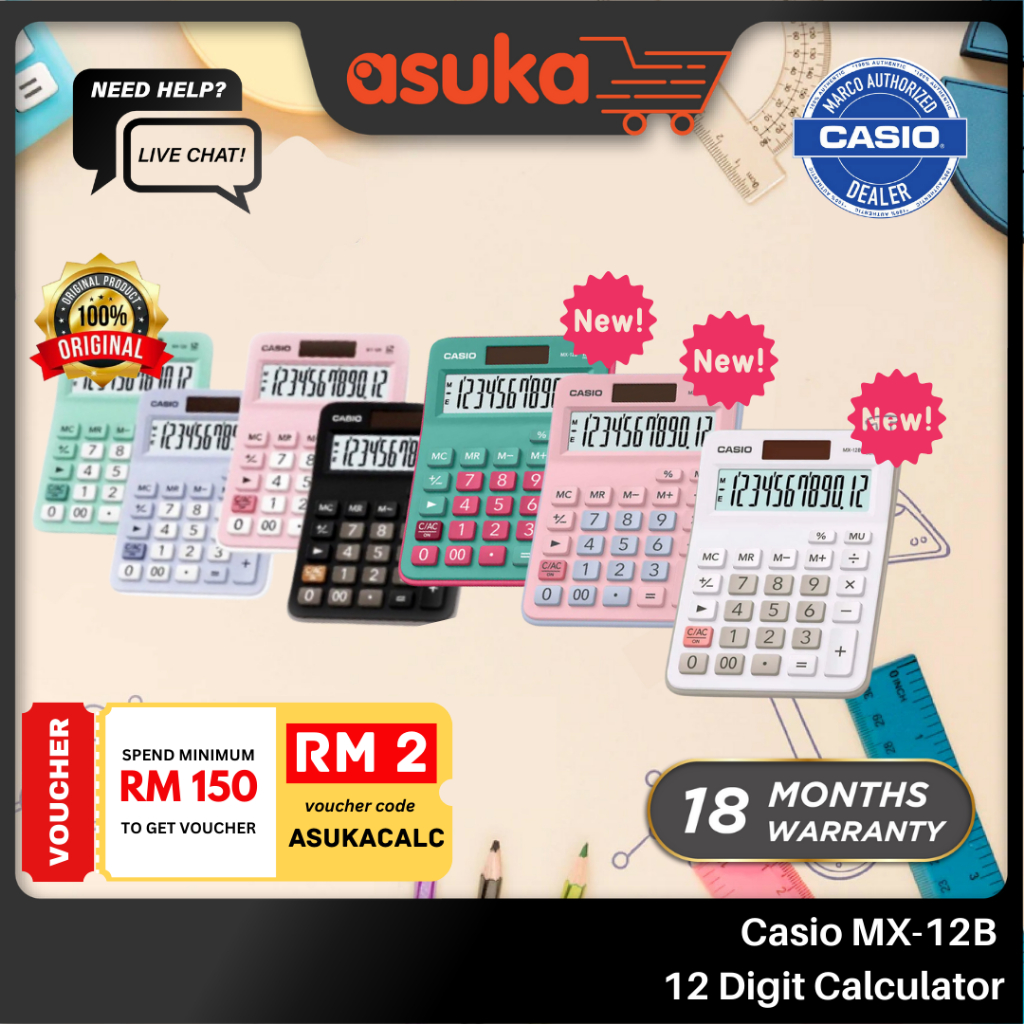 🔥READY STOCK🔥 Casio MX-12B 12 Digit Calculator (2 Way Power) 100% (1 ...