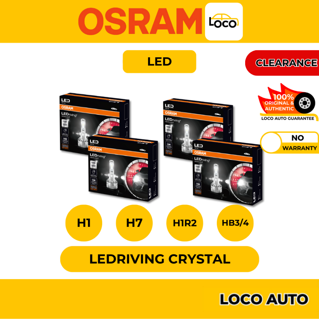 OSRAM LEDriving Crystal, LED, 1 SET (2 PCS), All Sizes, H1, H4, H7,  H1R2, HB3/HB4, 100% Original