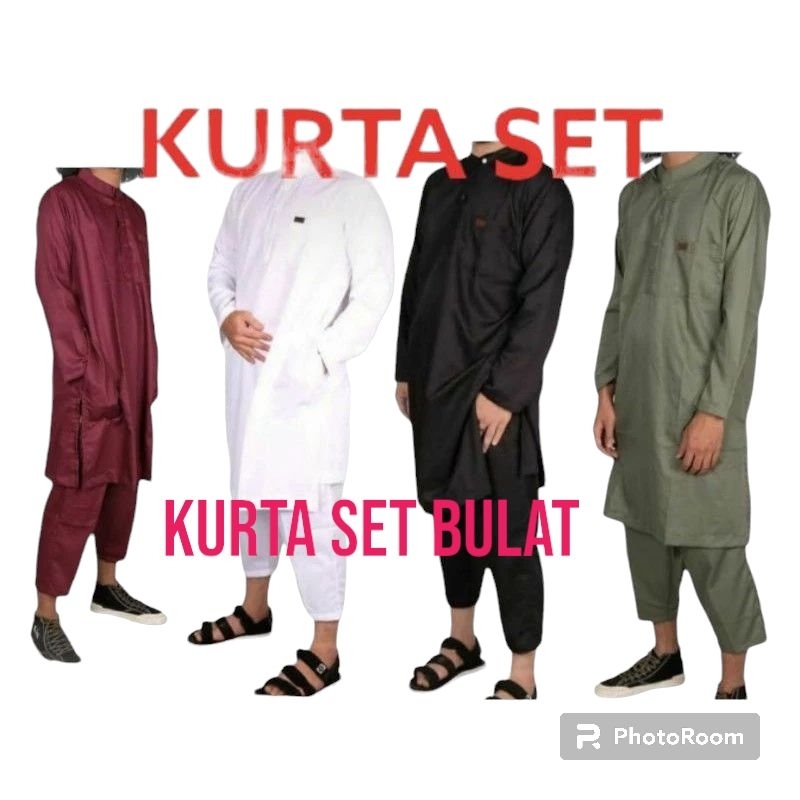 KURTA SET SEKALI SELUAR COLLAR BULAT KAIN COTTON ORIGINAL PAKISTANI ...