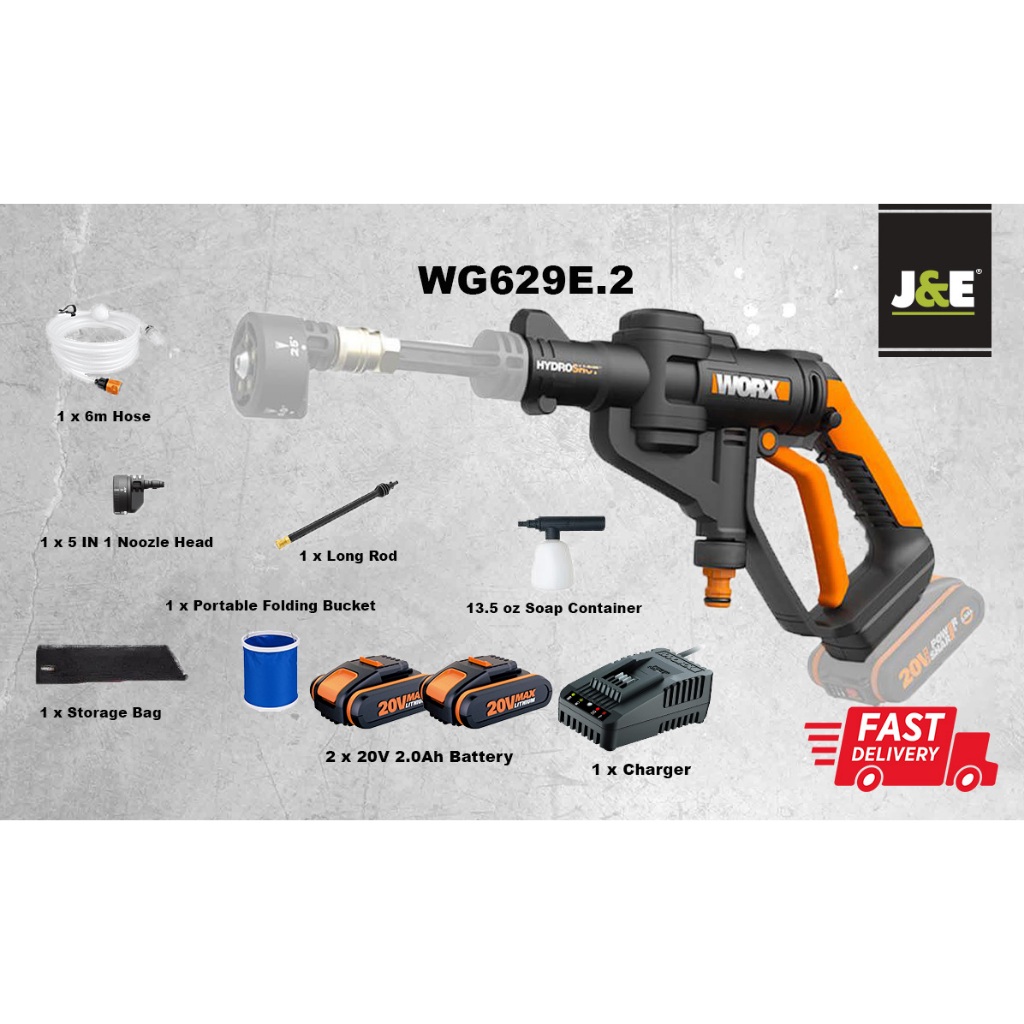 J E NEW WORX WG629E PowerShare 20V Water Jet Cordless Brushless