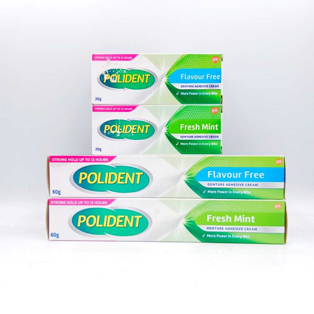 Polident Denture Adhesive Cream 20g/60g (Fresh Mint/Flavour Free