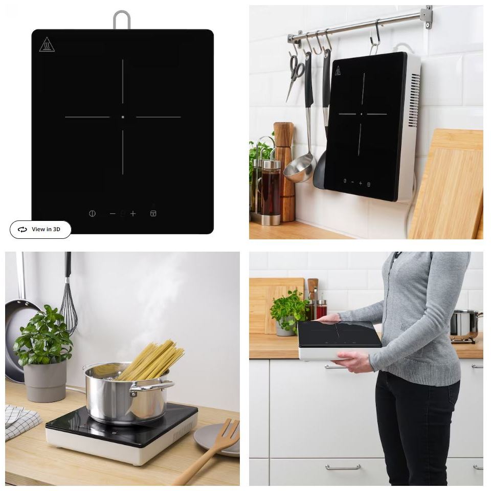 TILLREDA Portable induction hob, 1 zone white/black Shopee Malaysia